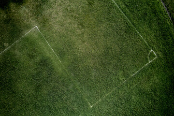 corner of football field with old grass