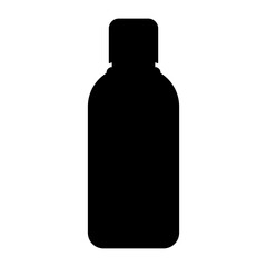 Micellar water makeup remover bottle silhouetee, icon vector illustration in trendy style. Editable graphic resources for many purposes. 