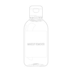 Micellar water makeup remover bottle outline icon, vector illustration in trendy style. Editable graphic resources for many purposes. 