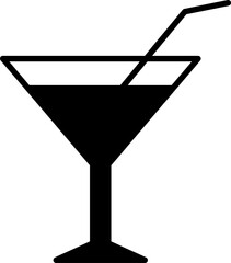 Alcohol cocktail icon. Martini or Margarita cocktail vector icon in flat style.
