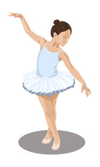 Naklejka premium The drawing of a little ballerina. Isolated on white.