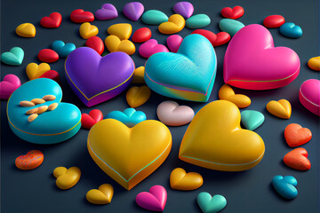 Obraz premium Close up hearts background Generative ai