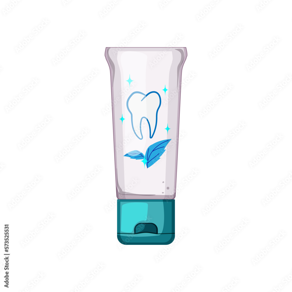 Sticker healthy toothpaste cartoon vector illustration