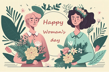 happy woman's day illustration, ai generated