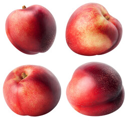 Isolated nectarines. Collection of different nectarine fruits isolated on white background with clipping path