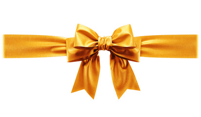 Fototapeta premium Golden ribbon bow on white background. 3d
