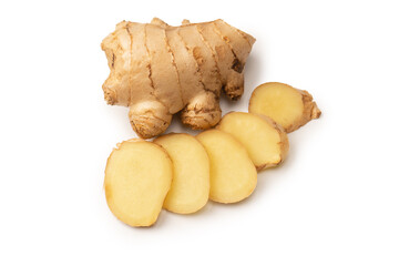 Ginger root isolated on white background.