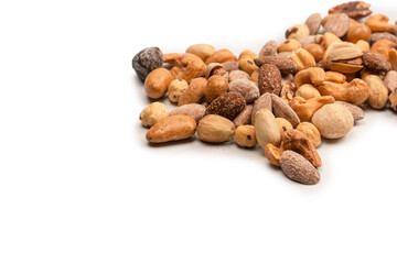 A group of almonds, pistachios, walnuts, macadamia, cashews.