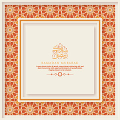 Ramadan Kareem greeting Card Template With Calligraphy and Ornament. Premium Vector