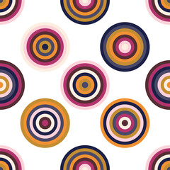 Circles with color palette. Seamless pattern with geometric colored spheres for fashion fabrics. Vector.
