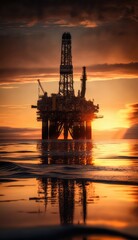 Obraz premium Oil rig and platform in the sunset made with generative ai