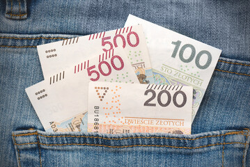 Polish banknotes, polish money in pocket