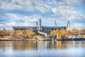 Grain Terminal Volga, view from the Volga, Kineshma, Ivanovo region