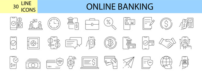 Online, Mobile banking web icon for business, financial, online payment, mobile app, exchange, marketplace, verify, top up and E-wallet.