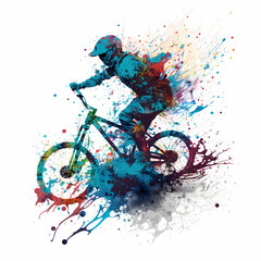 Fototapeta na wymiar Oil Painting Splatter BMX Exhibition Player Illustration