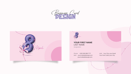 Business Card women's Day 8 march banner design with 3d Elements.