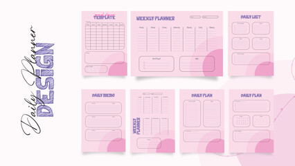 Daily Planner women's Day 8 march banner design with 3d Elements.