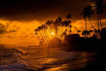 Beautiful Sunset with beach in Koggala, Sri Lanka