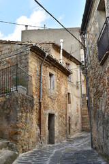 Traditional Sicilian street with local architecture in Mistretta, Italy, Europe