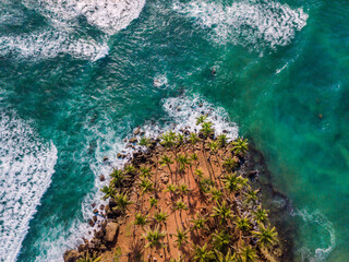Drone view of Coconut Tree Hill, Mirissa, Sri Lanka