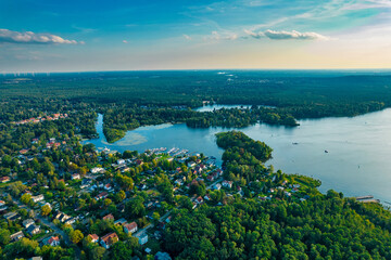 AerialView of lake and national park Muggelsee in Germany