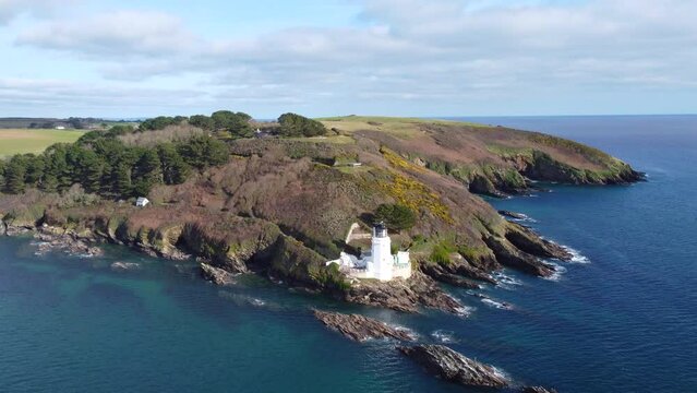 St Antonys head cornwall england uk from the air drone aerial 