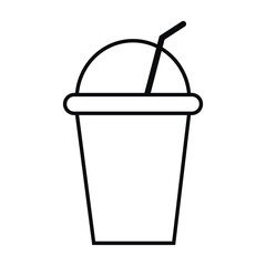 Cocktail cup vector icon with straw