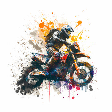 Oil Painting Splatter Super Moto Illustration