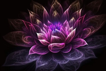 illustration, purple pink spectral lotus flowers, ai generative