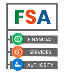 FSA - Financial Services Authority acronym, business concept. Vector infographic illustration for presentations, sites, reports, banners