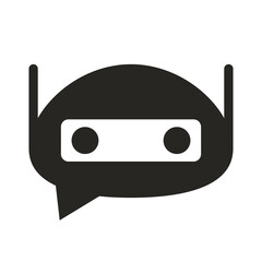 Robot head pictogram. Chat bot simple icon. Vector illustration, isolated on white background.