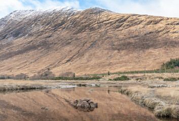 The meeting point of River Etive and the Loch Etive in the Highlands, Scotland