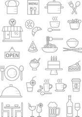 Vector restaurant outline icons set 3
