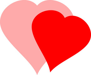 Red pink cute love mini double heart drawing doodle icon PNG