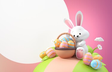Isolated Easter Bunny. 3D Illustration