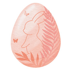 Orange Watercolor easter egg. 