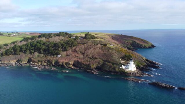 St Antonys head cornwall england uk from the air drone aerial 