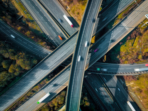 UK Highways M25 and M1 Motorways Interchange Aerial View