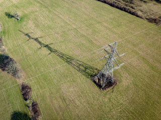 High Level Aerial View of an Electrical Pylon