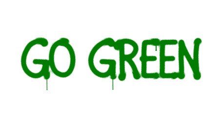 Go green spray painted inscription isolated
