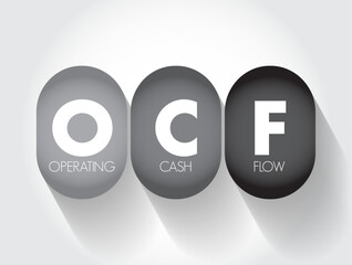 OCF Operating Cash Flow - measure of the amount of cash generated by a company's normal business operations, acronym text concept background