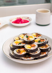 Korean food gimbap food on the table