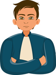 A Male Character crosses his arms over his chest
