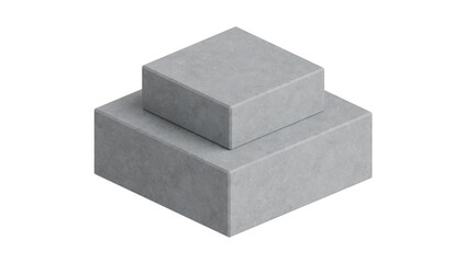 grey stucco  modern squared podium stage platform step on white, 3d rendering of podium png transparent, of presentation show product display studio scene or cosmetic place stand