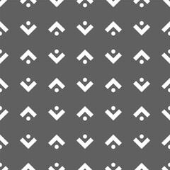 Vector. Grey, black and white abstract geometric seamless pattern. Background of angle brackets, dots. Packaging paper design, textile printing, web design, cover, advertising and printing products.
