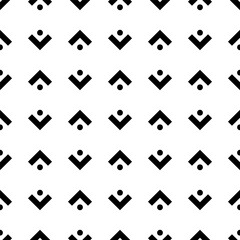 Vector. Grey, black and white abstract geometric seamless pattern. Background of angle brackets, dots. Packaging paper design, textile printing, web design, cover, advertising and printing products.