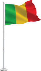 Isolated waving national flag of Mali on flagpole