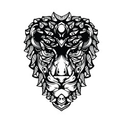 black and white tribal decorative lion pattern tattoo