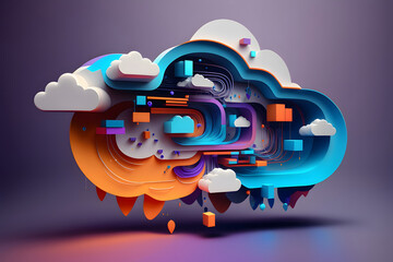 Illustration of cloud computing technology - Generative AI