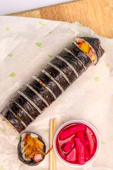 Korean food gimbap food on the table